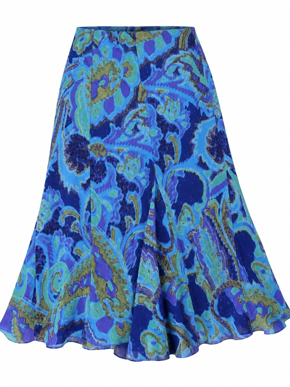 Blue Paisley Flared Circle Skirt